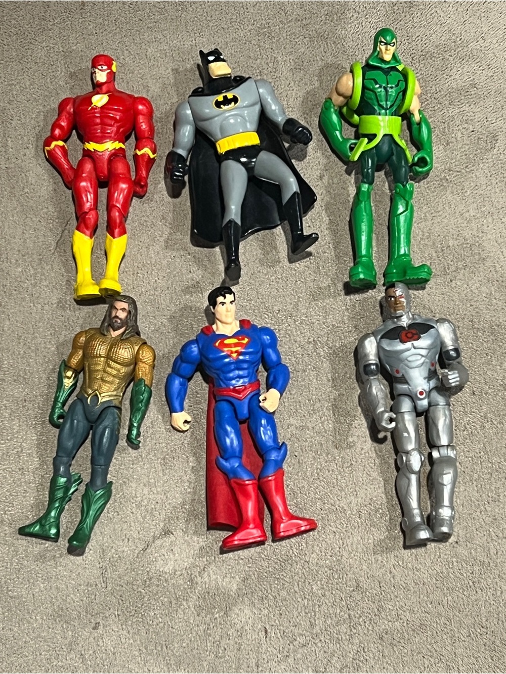 DC Comics Justice League 4” Figures Lot of 6 Batman Cyborg Flash Green Arrow